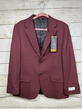 Men's J.M. Haggar Premium Tailored-Fit Stretch Suit Jacket Merlot Size 40S NWT